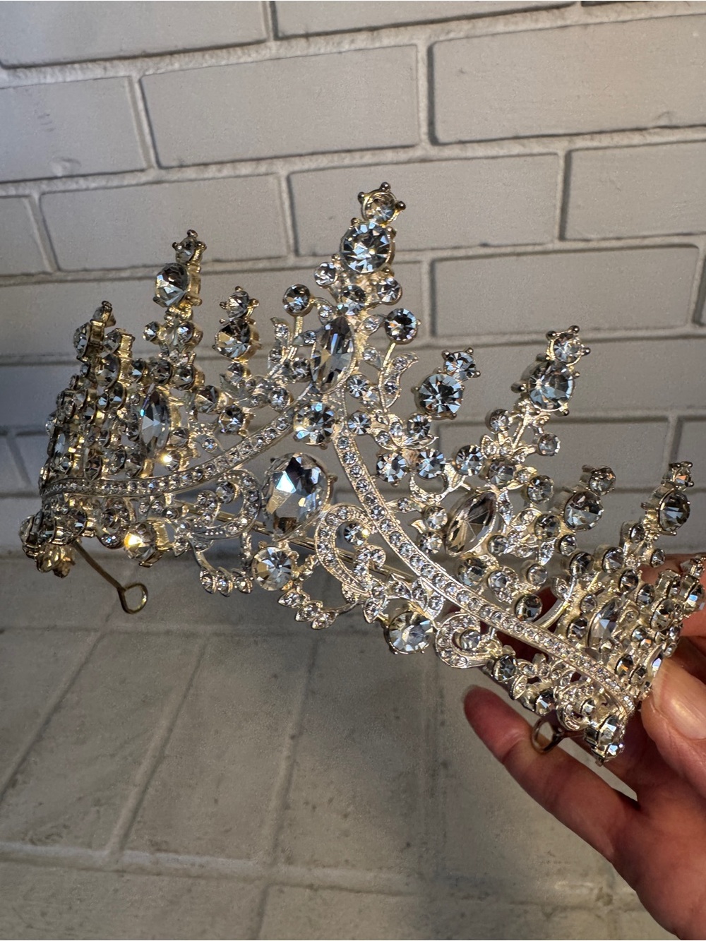 Silver Rhinestone Crystal Pageant Bridal Crown Tiara